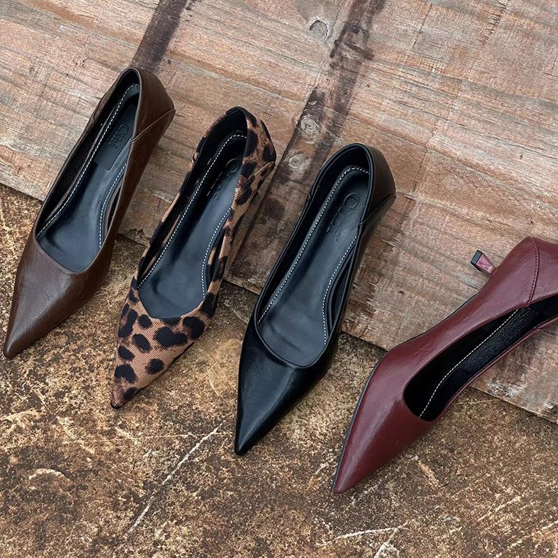 2026 Frühling Vintage Damen Leoparden Pumps Schuhe Mode Spitz zulaufend zum Hineinschlüpfen Schuhe Schlicht Büro Dame Schuhe