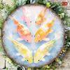 Vintage Koi Fish Round Wall Plaque - Colorful Retro Koi Pond Sign, 2D Flat Painting for Living Room, Courtyard, Tea Room, Holiday