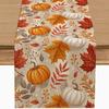 Autumn Leaves Pumpkin Table Runner: Linen Thanksgiving Decoration for Kitchen & Dining