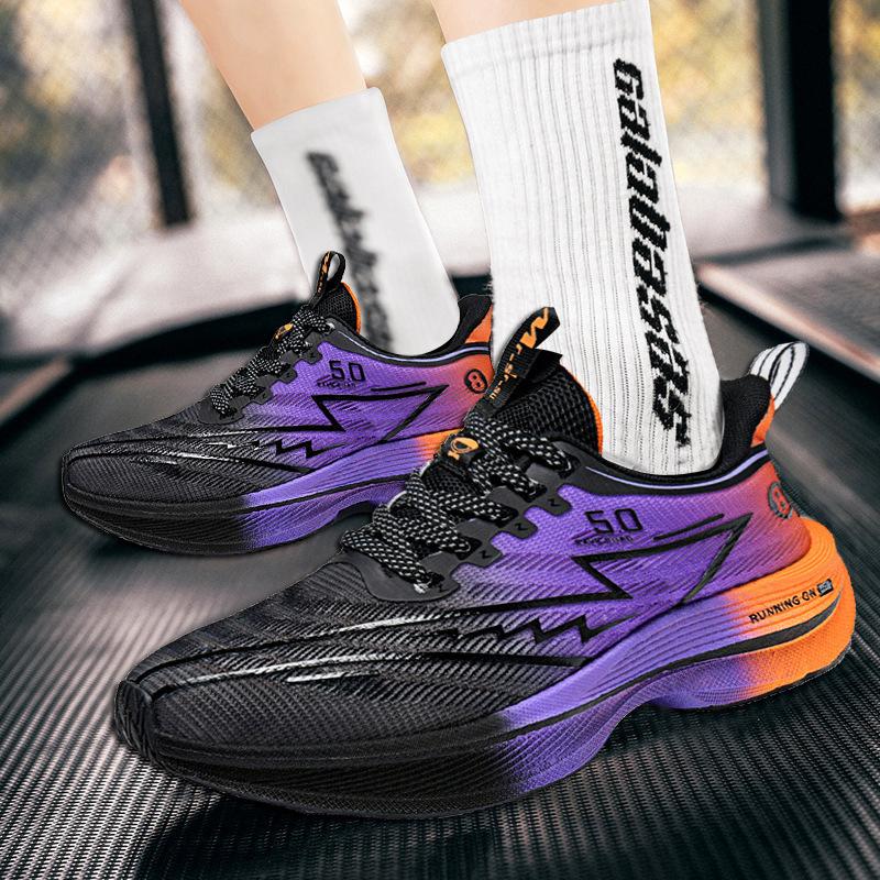 New Popcorn Mesh Breathable Couple Running Shoes Sports Shoes Autumn Racing Running Shoes 2025 Board Shoes Carbon