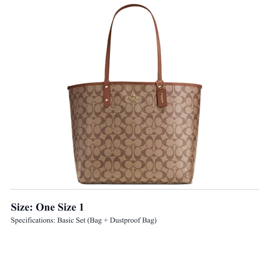 Coach City PVC Tote Bag, Shopping Bag, Combo Bag, Handbag, Shoulder Bag Large Women's Brown 36658-IME74