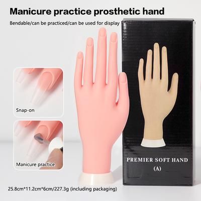 Övningsvänsterhandsmodellverktyg med leder avtagbar gummi falsk hand flexibel kan sätta in falska naglar nagelkonst display manikyr