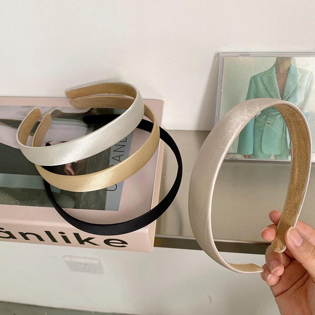 Simple Solid Color Satin Headbands For Women Smooth Wide Hairbands Girls Hair Hoop Band Headwear French Style Hair Accessories