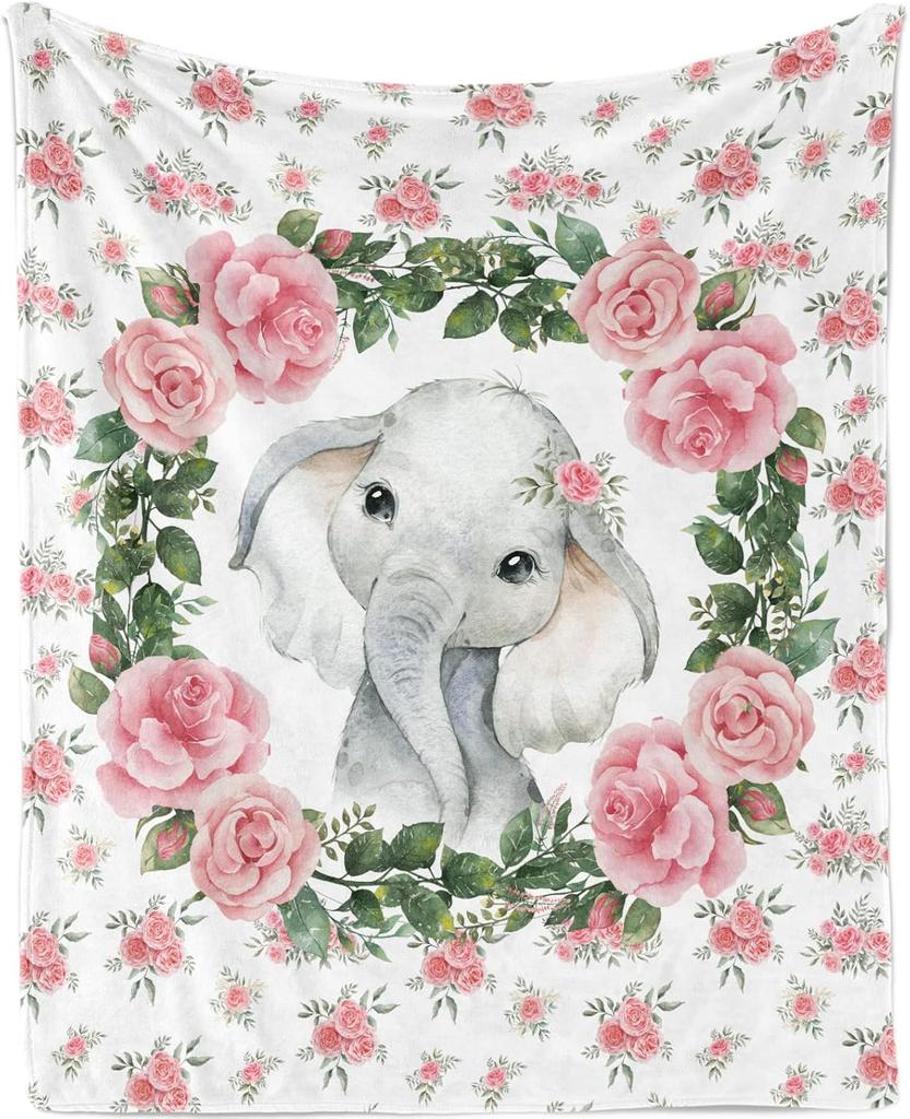 Elephant Blanket Gifts for Women Girls Super Soft Cozy Elephant Throw Blanket Warm Fuzzy Plush Fleece Bedding Decor Blanket