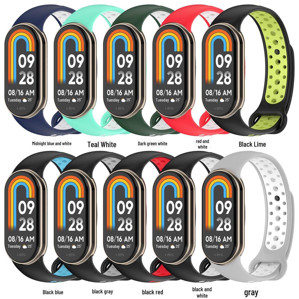 Two-Color Breathable Sports Strap for Xiaomi Mi Band 8/9 - Quick Release Bracelet