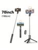 70'' Extendable Selfie Stick Tripod With Wireless Remote & Light – Portable Phone Stand For Smartphones And Cell Phones