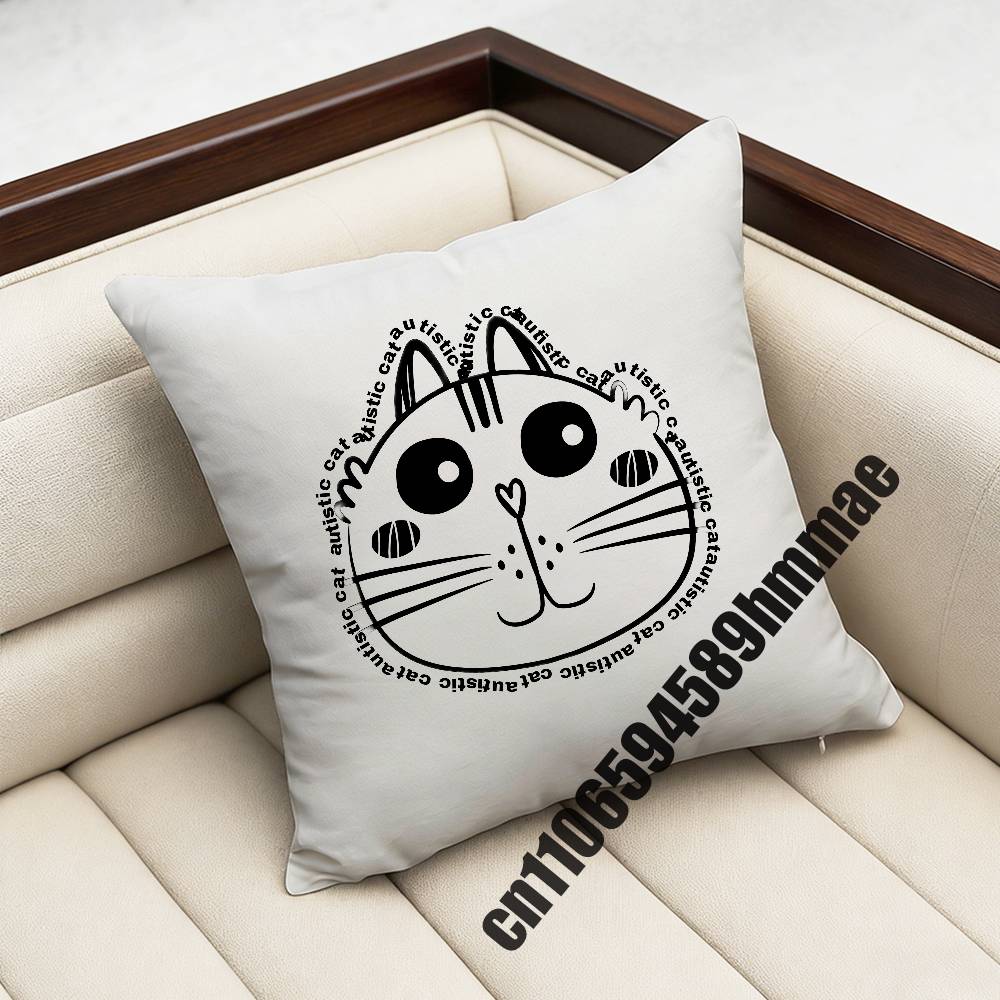 For Autistic Cat Autism Puzzle Throw Pillow Case Sham Xcm Xcm Square Car Pillowcase Pad Cushion Cover