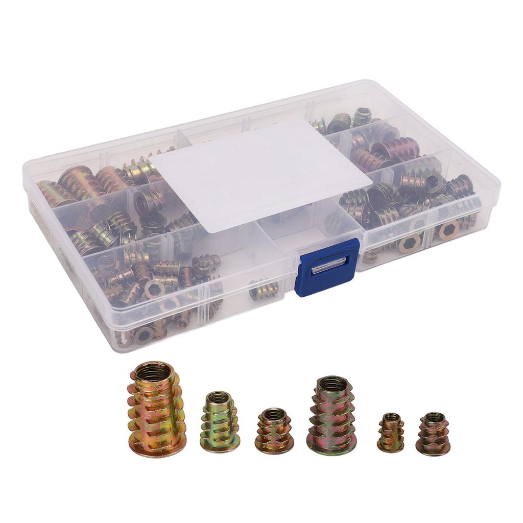 100Pcs Zinc Alloy Furniture Hex Drive Head Nuts Assortment Set with Storage Box High Hardness M4 M5 M6 M8 M10