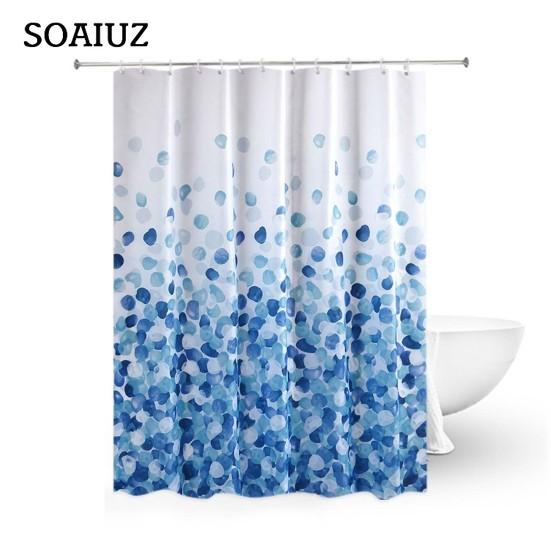 Drape Resistant Bath Wear Wrinkle Resistant Lightweight Long Geometrical Printed Shower Curtain For Hotel