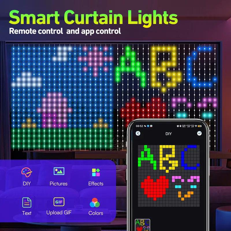 Smart App Programmable Led String Light Display Message Scrolling Pattern Chase Waterproof for Christmas Wedding Bedroom