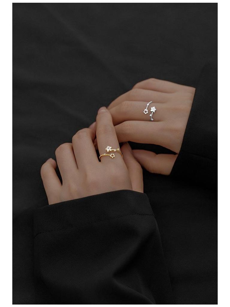 Banyan Baum S925 Silber Stern Zirkon Ring - Damen Luxus Hohles Design