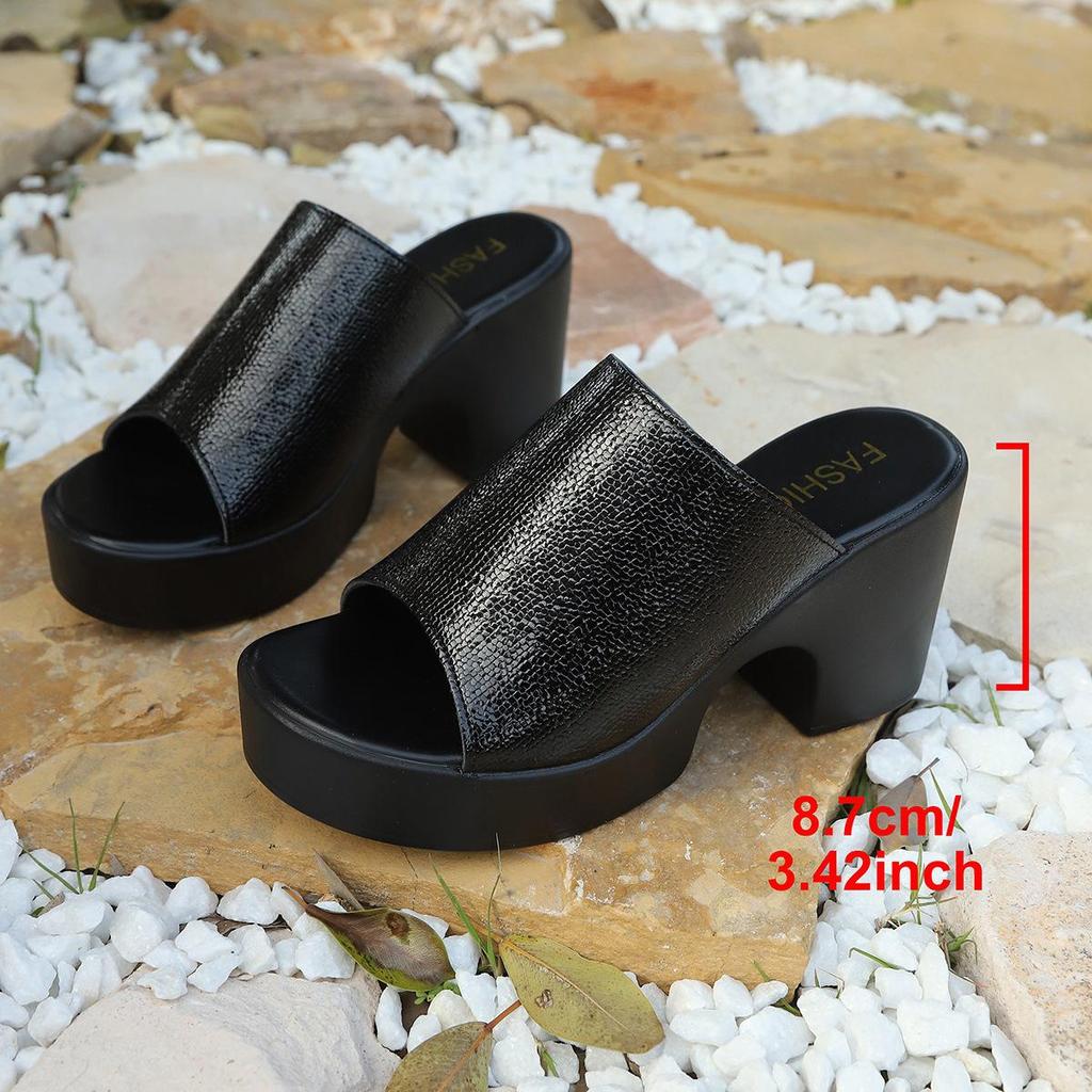 2026 Women's Gold Chunky Heel Summer Slippers: French-Style High Platform Sandals