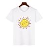Trendy ShortSleeved Unisex Tshirt Sun Pattern Print Casual Polyester ParentChild Matching Summer Fashion Top for Boys Girls