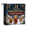 Holiday Decorative Miniatures 24 Days 3D Highland Cow Advent Calendar 2026, Cute Farm Cattle Christmas Unique Gifts for Friends Countdown Calendar,