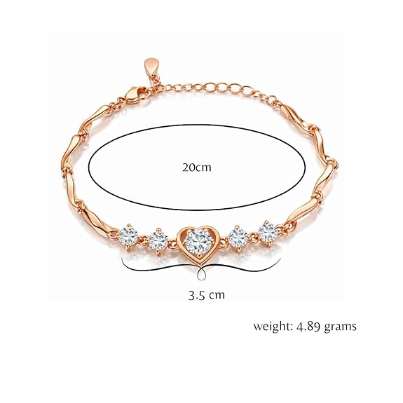 Women's Rose Gold And Silver Plated Heart Shape Bracelet For birthday Gifts