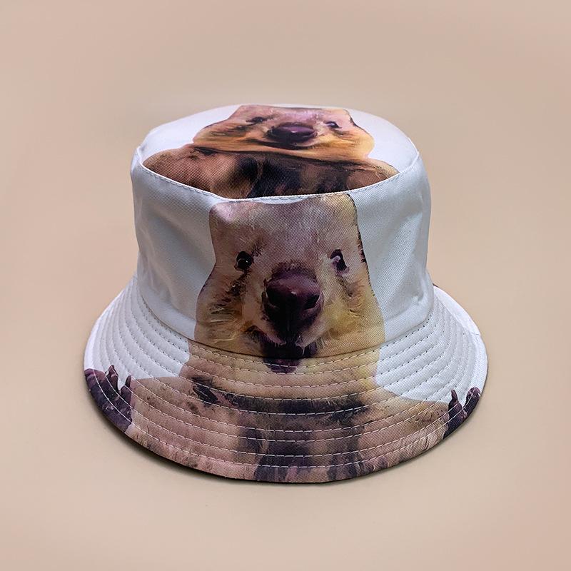 Front And Back Wearing Spoof Hip Hop Animal Print Bucket Hat Men And Women Sunshade Funny Personality Bucket Hat