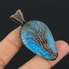Tree Of Life Neon Blue Apatite Gemstone Pendant 999 Copper Wire Wrapped Jewelry, Handmade Antique Pendant Jewelry, Gift For Mother