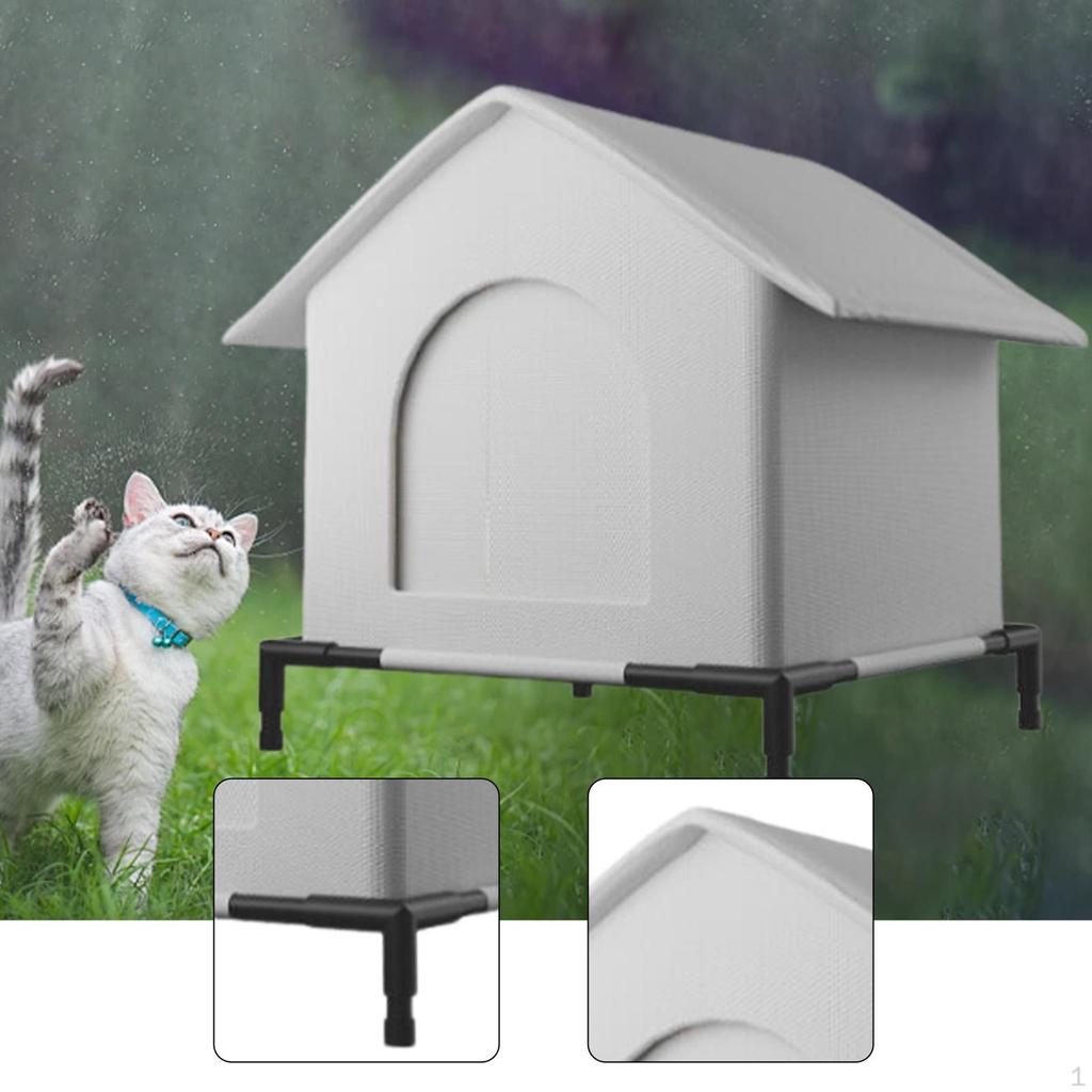 Cat House for Outdoor Cats Pet Protection Oxford Cloth Stray Shelter Elevated Garage