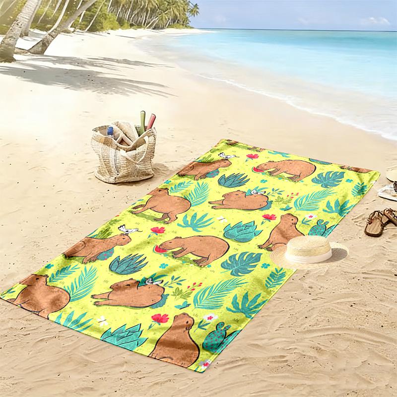 Capybara Print Beach Towel, Large Soft Quick Dry Towel for Beach Camping Swimming