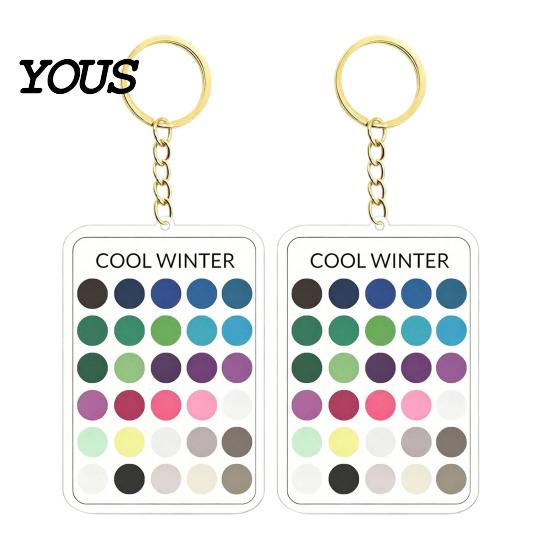 Wardrobe Color Matcher 2Pcs Palette Keychain Pendant, Clear Acrylic Season Analysis Swatches Matching Tool Keychain, Card, Gifts for Fashion