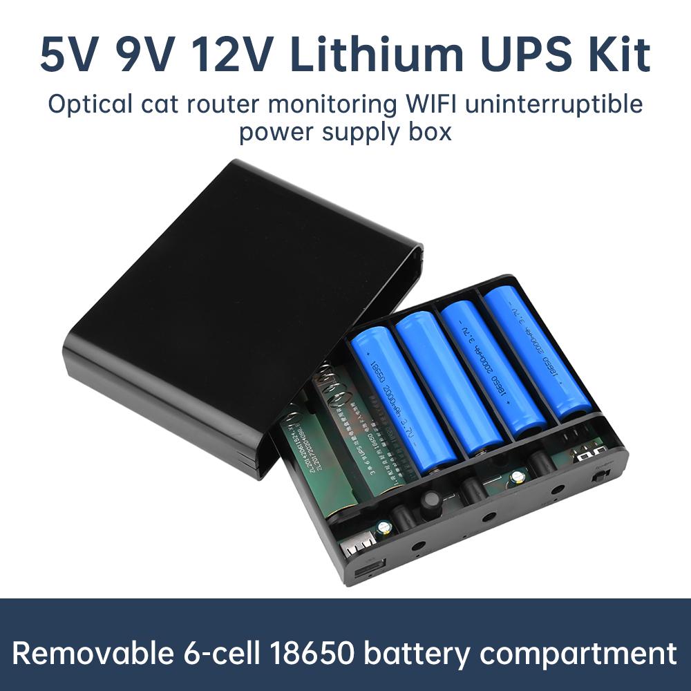 5V 9V 12V Výstup 6x Baterie 18650 UPS Záložní zdroj Bez přerušení Napájení DIY Box Power Banky pro Dům Router Mobilní telefon Tablet Modem