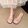 French Bow Thick Heel Bag Head Sandals Women's Summer 2025 New with Skirt Temperament Medium Heel High Heel Single Shoes