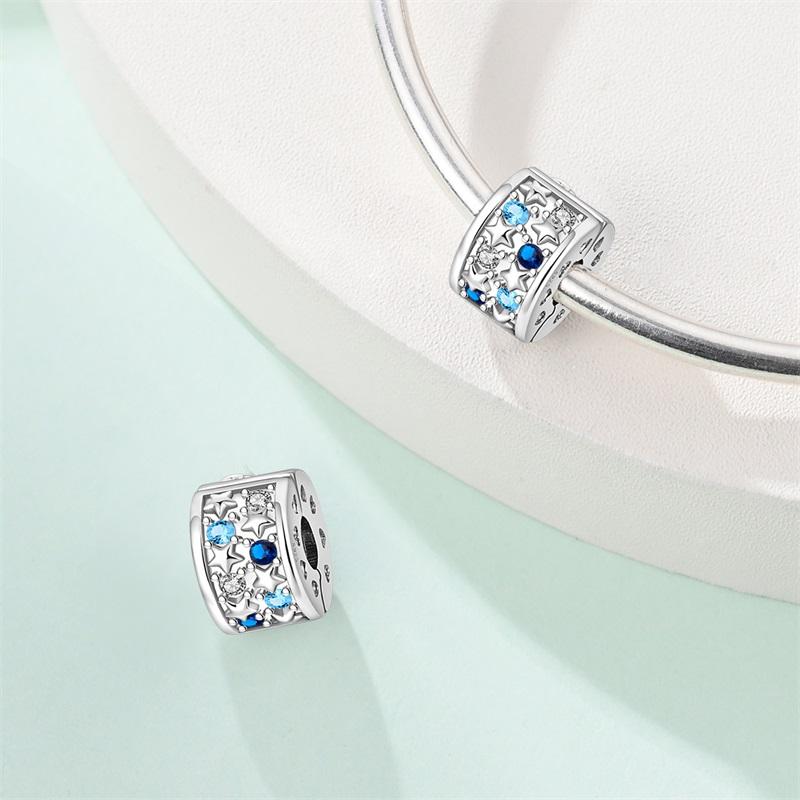 Shining Copper Metal Sunflower&Blue Starry Sky&Dragonfly&Lily&Guardian's Eye Fixed Charm Bead Component Compatible With Brand Bracelet High Quality