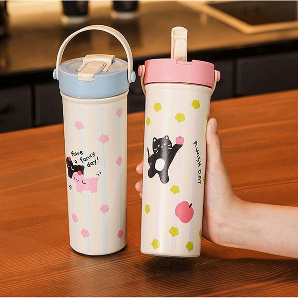 316 Stainless Steel Water Cup Leak-proof Straw Cup Portable Cartoon Insulated Cup