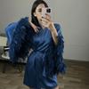 Pajamas Women's Autumn and Winter Europe, America, Feather Splicing Nightgown Loungewear