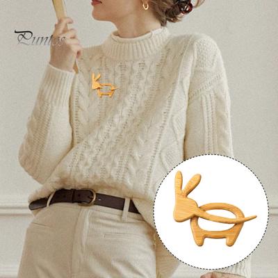 Wooden Animal Brooch Smooth Surface Sweaters Scarves Pins Mouse Crab Puppy Rabbit Shape Shawl Badge Versatile Knitwear Accessory