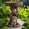 1pcs Resin Raccoon Birdbath, Antique Garden Bird Feeder, Resin Art Outdoor Yard Animal Sculptures Ornament Decor