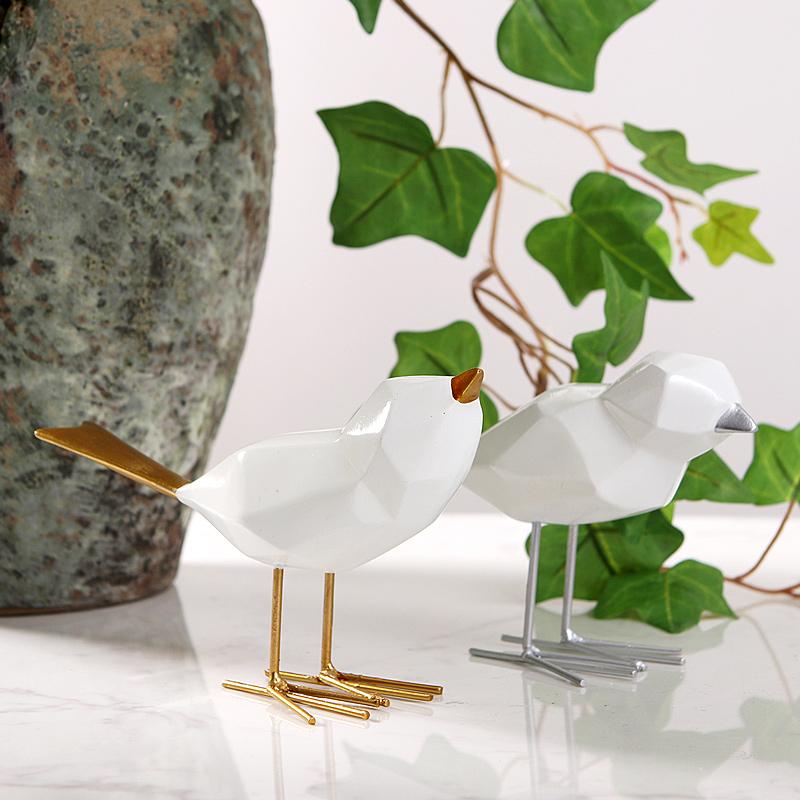 Modern Cute Resin Bird Figurine European Ornaments Geometric Origami Animal Statue Home Office Decor Gift  ZM903