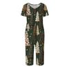 Women's Two-Piece Outfit Set with Christmas Print Short Sleeve Top and Pants