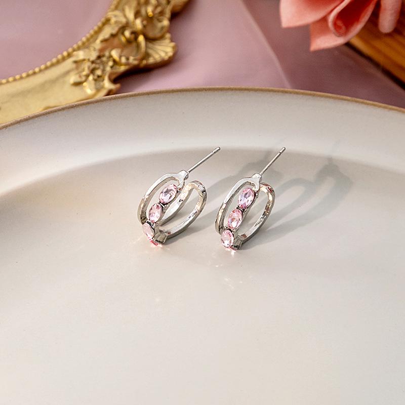 

Серебряные игольчатые асимметричные серьги-цепочки: Милые розовые цирконы, бабочки и медведи для женщин