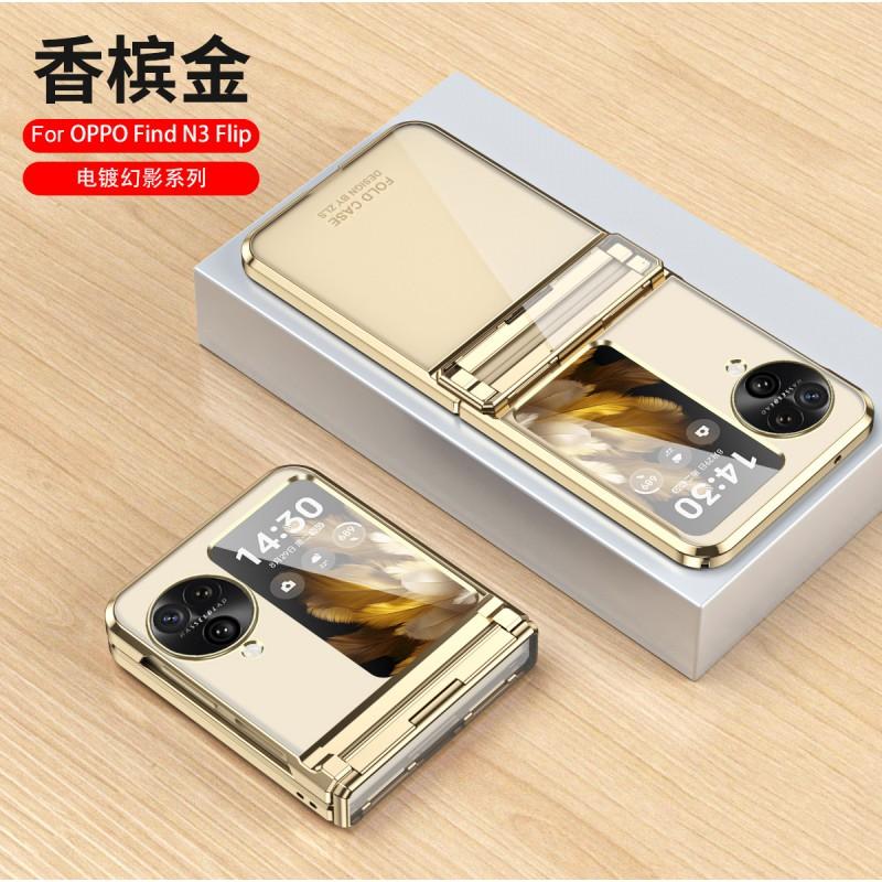OPPO Find N3 Flip Phone Case Full Cover Transparent Electroplated Hinge Shockproof PC Shell With Magnetic Adsorption