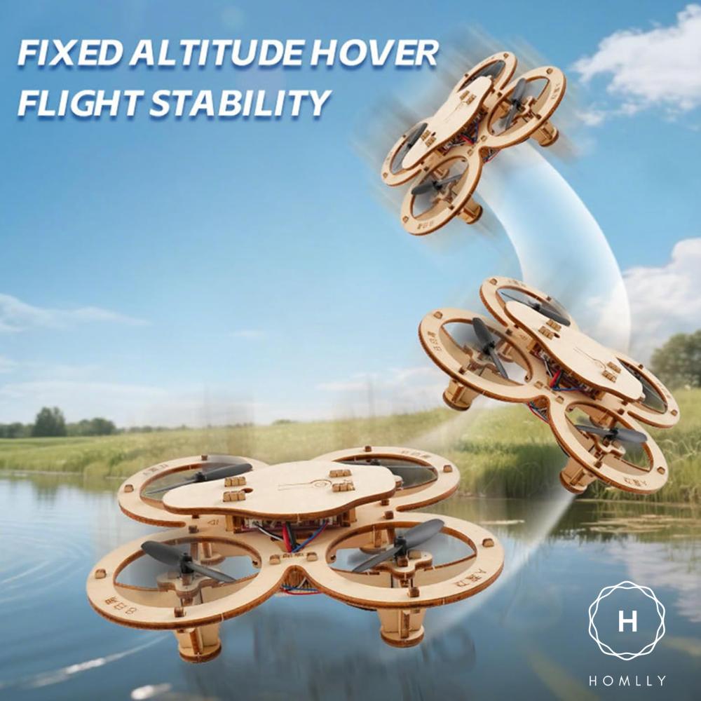 Homlly DIY Educational Stem Wooden Assembly Drone Car Lamp Model Kit