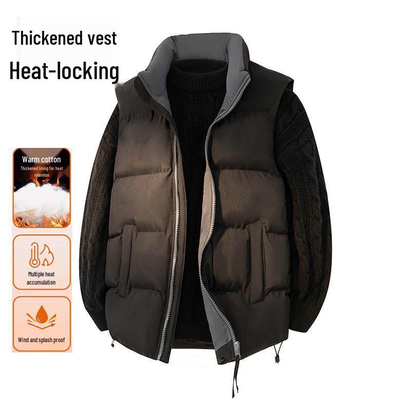 

Trendy Unisex Cotton Vest: Warm, Multi-pocket, Sleeveless Jacket with Stand Collar M (80-100 jin)
