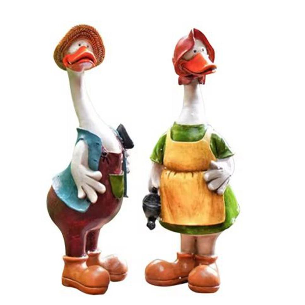 

2 шт./набор мультяшных украшений в виде уток, микроландшафтных скульптур из смолы для газона 2Pcs/set