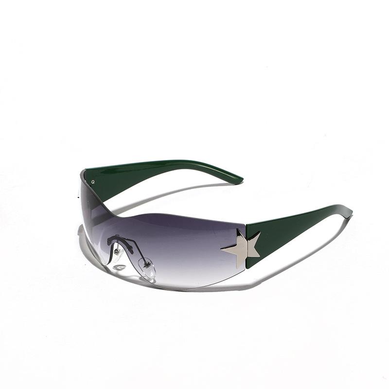Glasses One-Piece Frameless Sunglasses Women'S Trend Personality Cycling Pentagram Sunglasses Men
