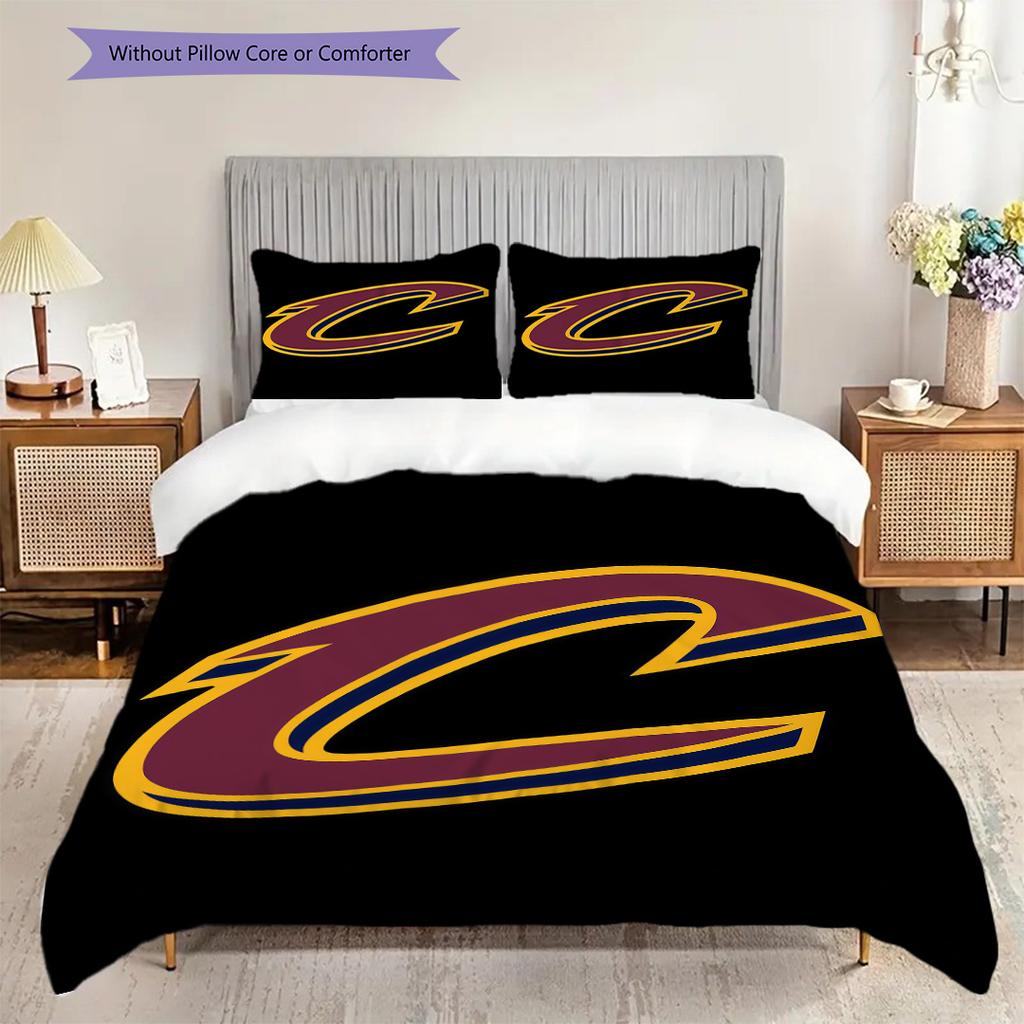 Cleveland Cavaliers Bold Emblem Three-piece set(1 * duvet cover + 2 * pillowcase, without core) Soft and comfortable Duvet cover and pillowcase