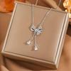 Women's Silver Titanium Steel Necklace with Micro-Inlaid Zircon - Elegant, Durable Clavicle Chain Jewelry