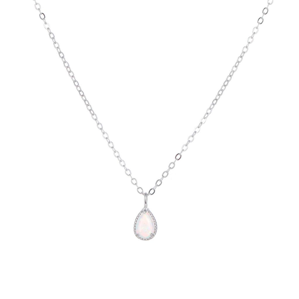 925 Sterling Silver 18K Gold Plated Imitate Opal Pendant Necklace for Women, Hypoallergenic Dainty Opal Necklace