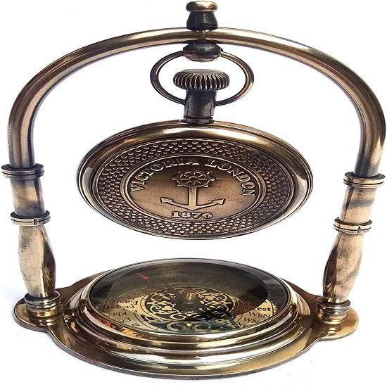 Królewski rękodzieło statek morski zegar stołowy zegar na biurko kompas morski z antycznym wiszącym zegarkiem