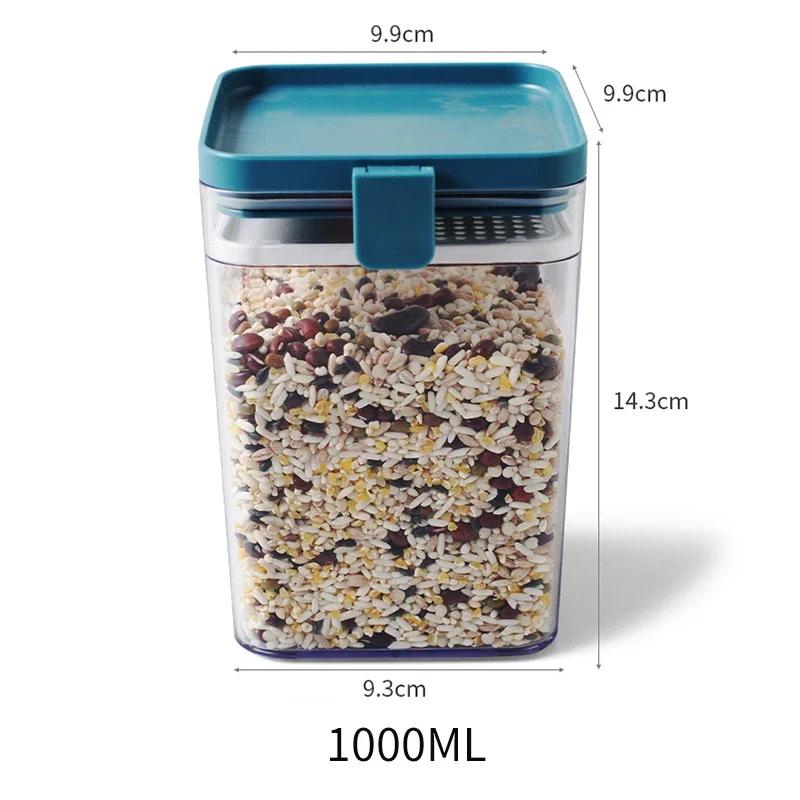 Transparent Sealed Plastic Food Storage Container for Kitchen Refrigerator, 500/1000/1600ML Noodle Box, Multigrain Storage Tank