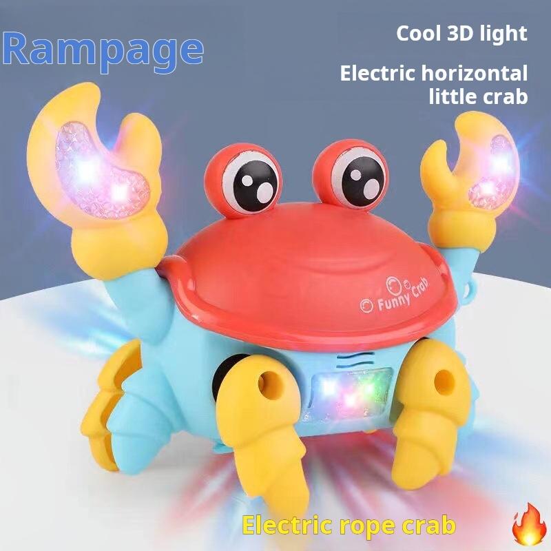 Internet Celebrity Children's Electric Rope Funny Little Crab Toy Sound And Light 3d Projection Crawling Toy
