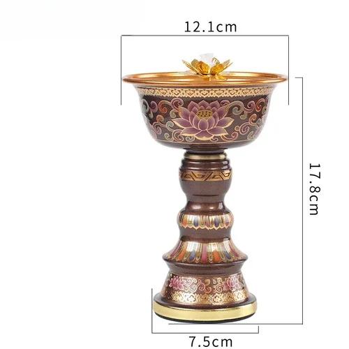 12.1x17.8cm Retro Nostalgic Zinc Alloy Butter Lamp for Home Offerings, Changming Lamp for Buddha Lamp Feng Shui  Buddhism