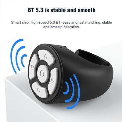 Anillo Desplazable Control Remoto de Obturador de Dedo Inalámbrico Pasapáginas Controlador de Teléfono Móvil Compatible con Bluetooth Para Hogar Viaje Coche