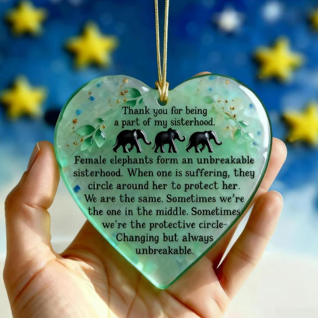 New Heart Shaped Sea Glass Friendship Ornament Christmas Inspirational Friendship Snowflake Ornament Christmas Gift