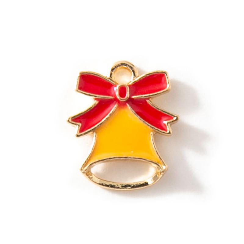 10Pcs Enamel Gold Color Christmas Bell Charms Pendant for Jewerly Making Bracelet Women Earrings Necklace Accessories Findings