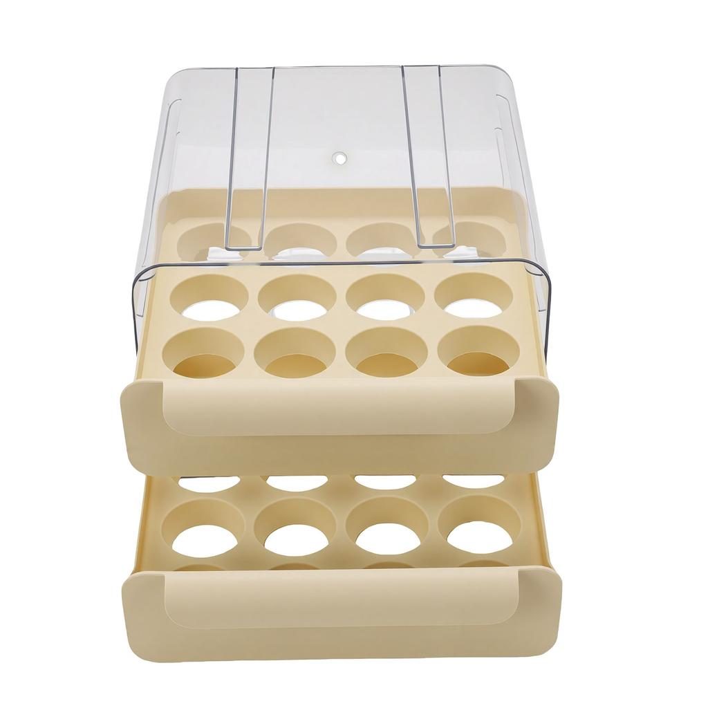 Egg Holder Stackable Space Saving High Transparency 2 Tier Drawer Type Egg Container with Individual Slots for Fridge